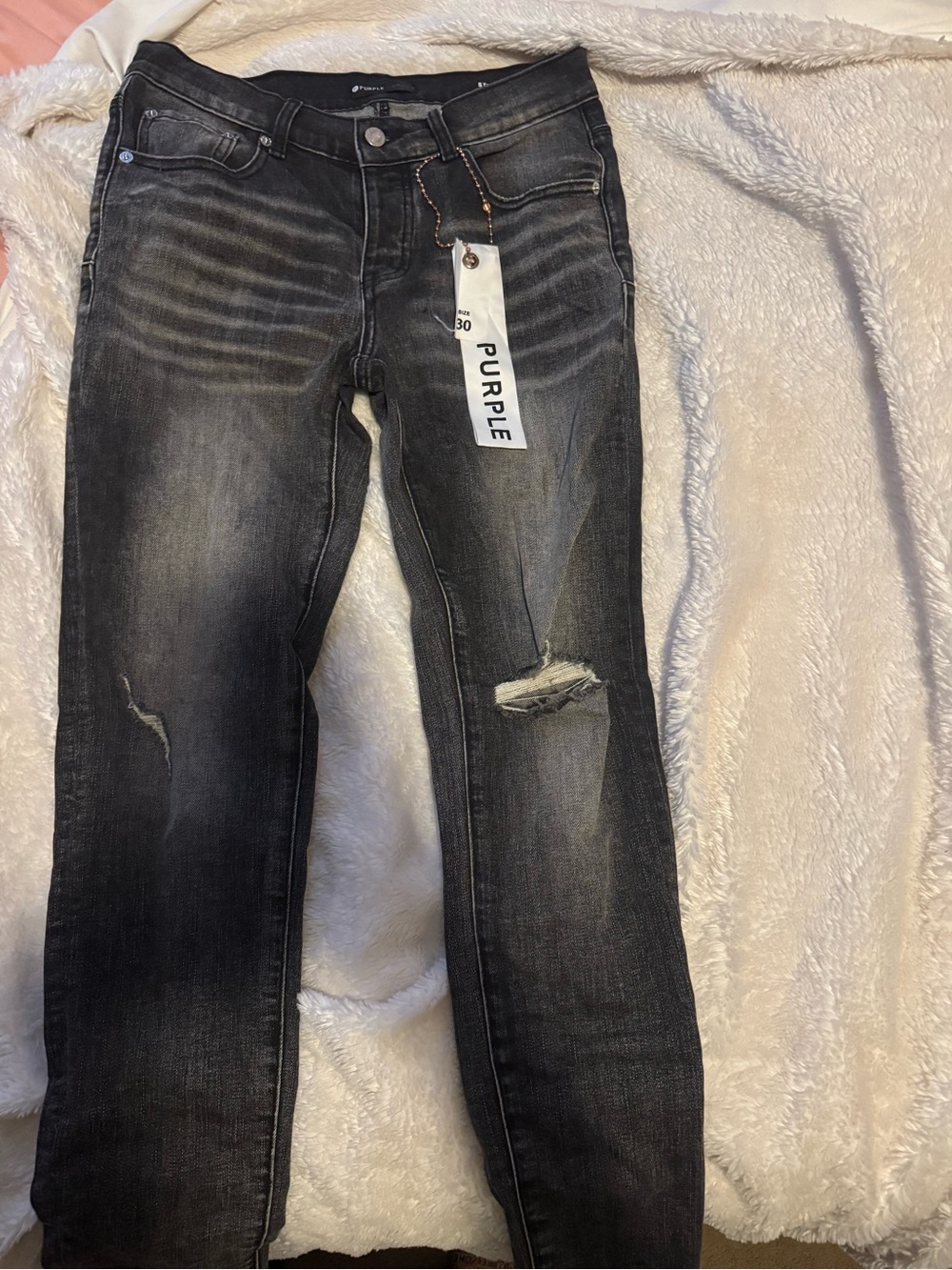 Purple Co. Women's Black Distressed Skinny Jeans